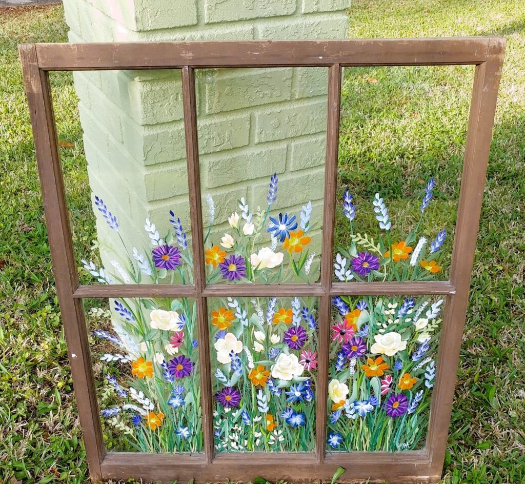 Flower pattern on glass